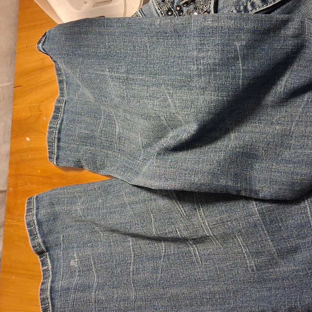 Miss Me Blue Boot Cut Jeans with Silver Accents - Picture 11 of 14